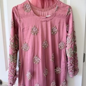 Gorgeous pink anarkali embroidered dress